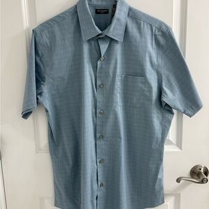 Van Heusen Light Blue Casual Button Down Flex Shirt, Size 15-15.5